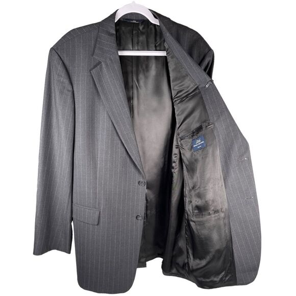 Brooks Brothers 346 Stretch Pinstripe grey Wool Sport Coat Blazer Mens Size 46L - Picture 1 of 9